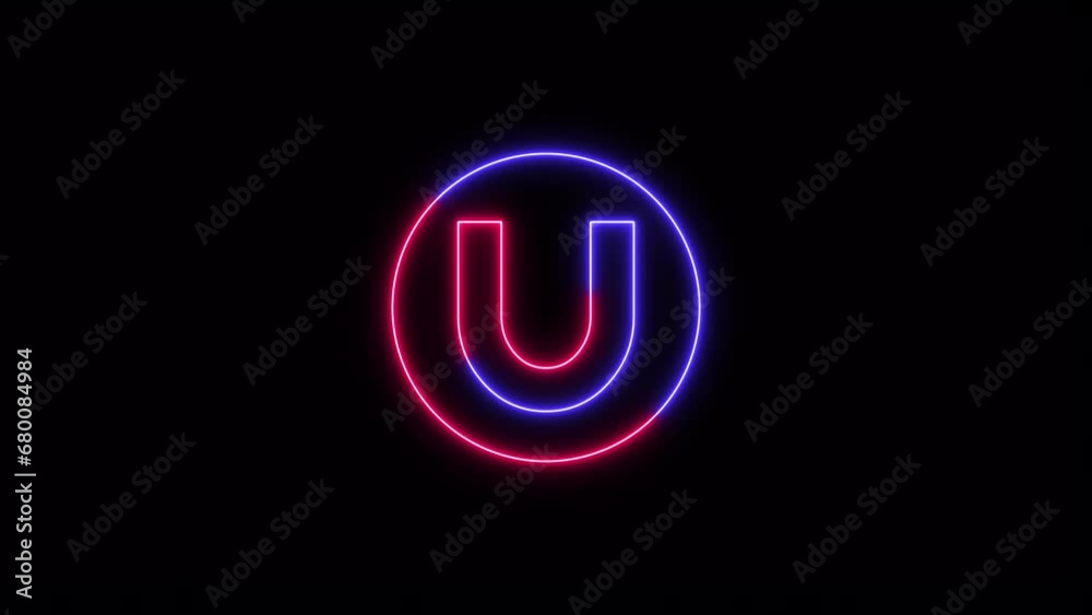 Neon font letter U. Animated neon alphabet, neon font U, neon text U, neon letter U Neon font letter U. Animated neon alphabet, neon font U, neon text U, neon letter U
