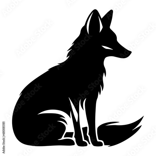 Fox vector illustration black color, Fox Icon black color silhouette