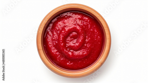 Top view of raspberry coulis dip