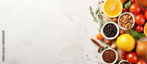 Nutrient rich foods for radiant skin Copy space image Place for adding text or design