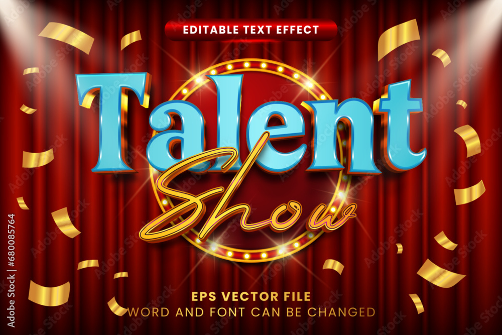 Talent show vintage style 3d editable vector text effect. Retro style text style