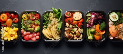 Nutritious meals in delivered lunch boxes Copy space image Place for adding text or design