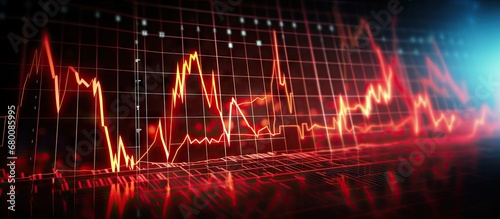 Vászonkép Modern stock market crash concept wallpaper depicting a descending red graph wit