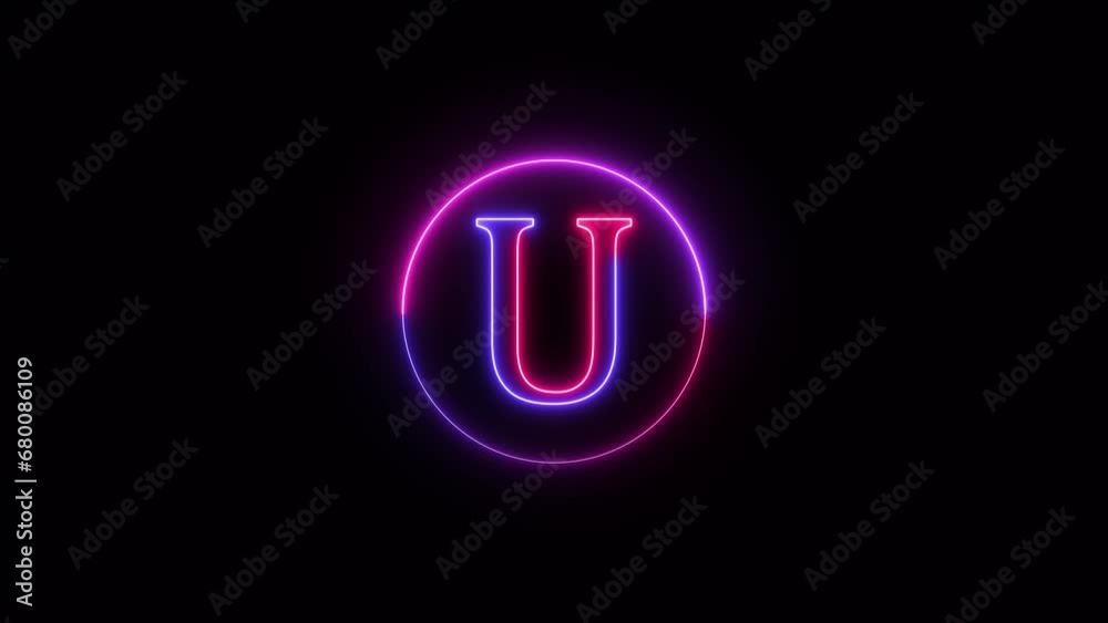 Neon font letter U. Animated neon alphabet, neon font U, neon text U, neon letter U Neon font letter U. Animated neon alphabet, neon font U, neon text U, neon letter U