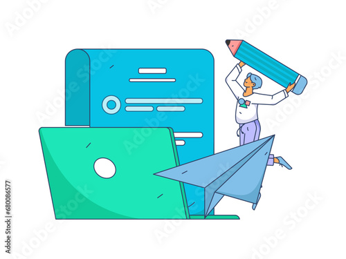 Person interviewing for job flat vector concept operation hand drawn illustration
