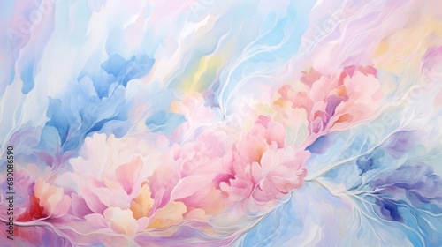  the magic of watercolor abstract art. Soft pastel colors form a whimsical background, bringing the canvas to life.