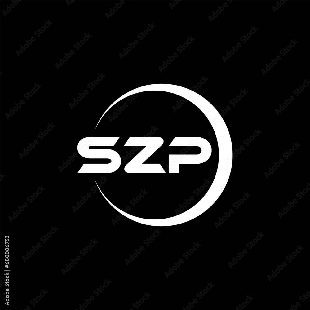 SZP letter logo design with black background in illustrator, cube logo, vector logo, modern alphabet font overlap style. calligraphy designs for logo, Poster, Invitation, etc.