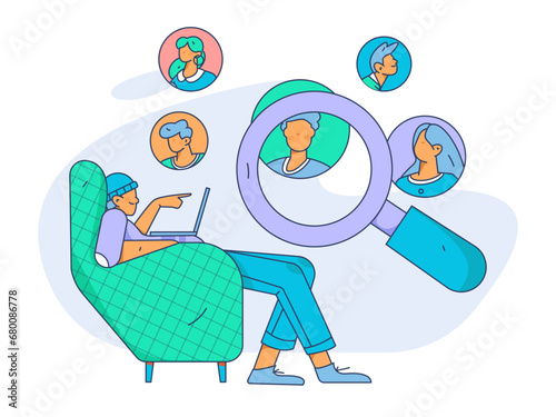 Person interviewing for job flat vector concept operation hand drawn illustration
