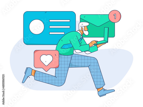 Person interviewing for job flat vector concept operation hand drawn illustration
