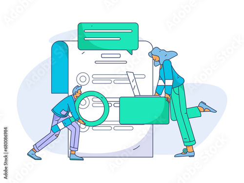 Person interviewing for job flat vector concept operation hand drawn illustration
