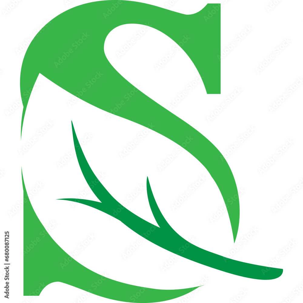 s Green leaves letter eco alphabet Icon s Green leaves letter eco alphabet Icon