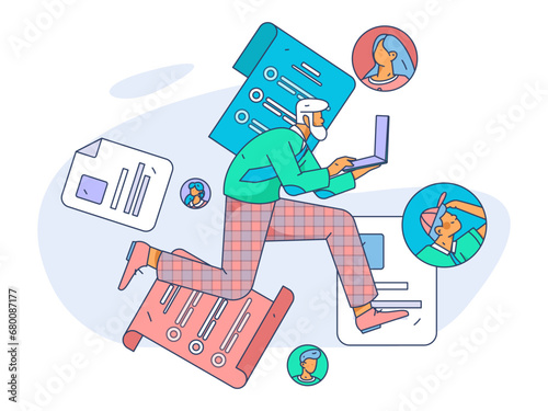 Person interviewing for job flat vector concept operation hand drawn illustration
