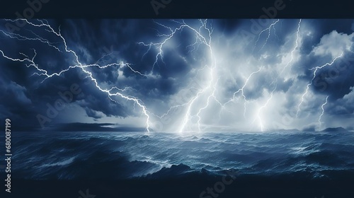 Sky lightning water ocean photo