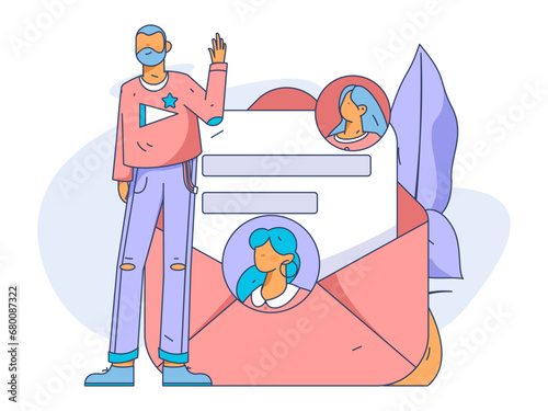 Person interviewing for job flat vector concept operation hand drawn illustration
