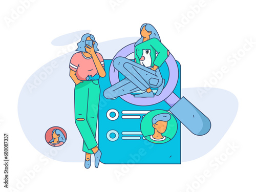 Person interviewing for job flat vector concept operation hand drawn illustration © Lyn Lee