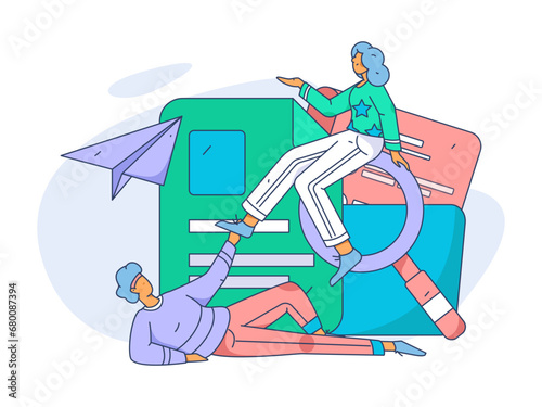 Person interviewing for job flat vector concept operation hand drawn illustration
