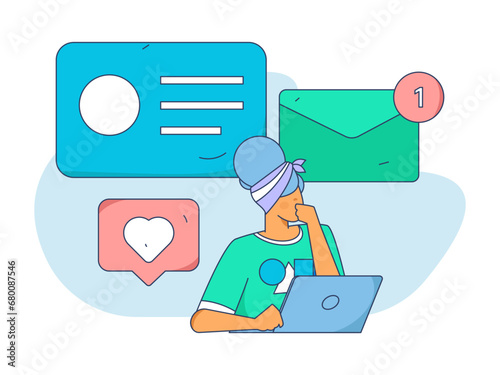 Person interviewing for job flat vector concept operation hand drawn illustration
