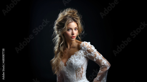 bride posing with white wedding gown portrait elegant luxurious dress bridal 