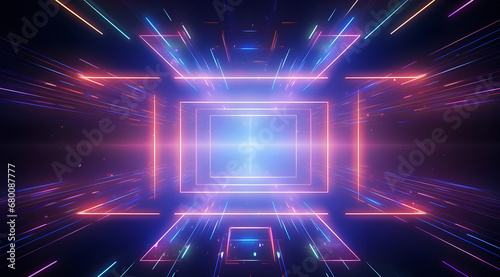 Futuristic purple digital space with floating geometric cubes and an infinite perspective.