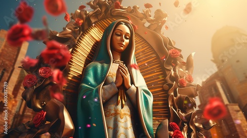 Promotional illustrations for Guadalupe's Notre Dame Festival,generated with AI.