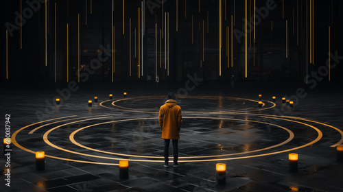 man in the circle of the candles