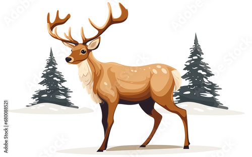 illustration Christmas reindeer on the white background © natalikp