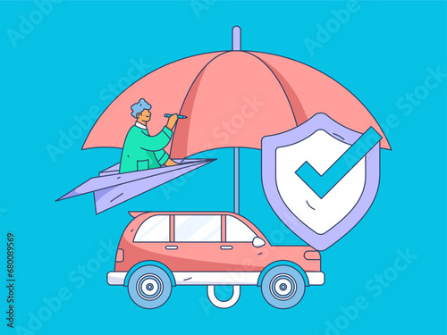 Buy insurance for car flat character vector concept operation illustration 