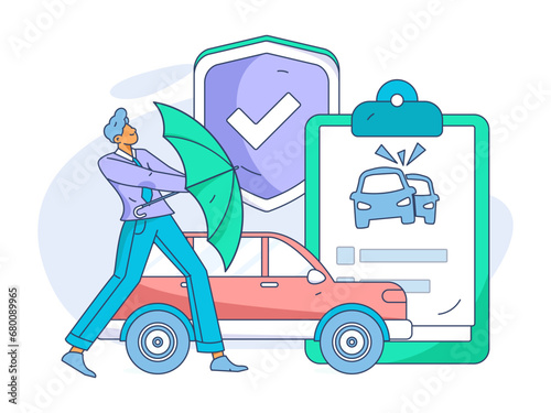 Buy insurance for car flat character vector concept operation illustration
