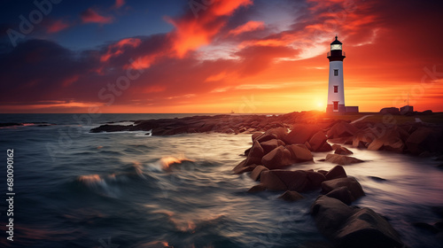 Leuchtturm an der Nordsee bei romantischer Abendstimmung