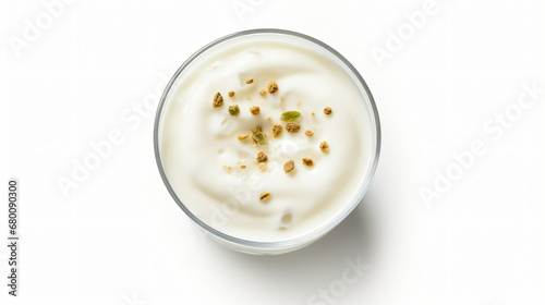 Top view of Turkish food Yogurt isolated on a white background