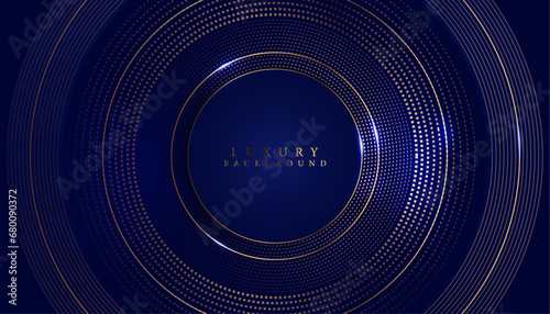 modern luxury golden circle lines and round patterns dark blue color creative backdrop design element.background use for cover design,business card,wallpaper and award banner.
