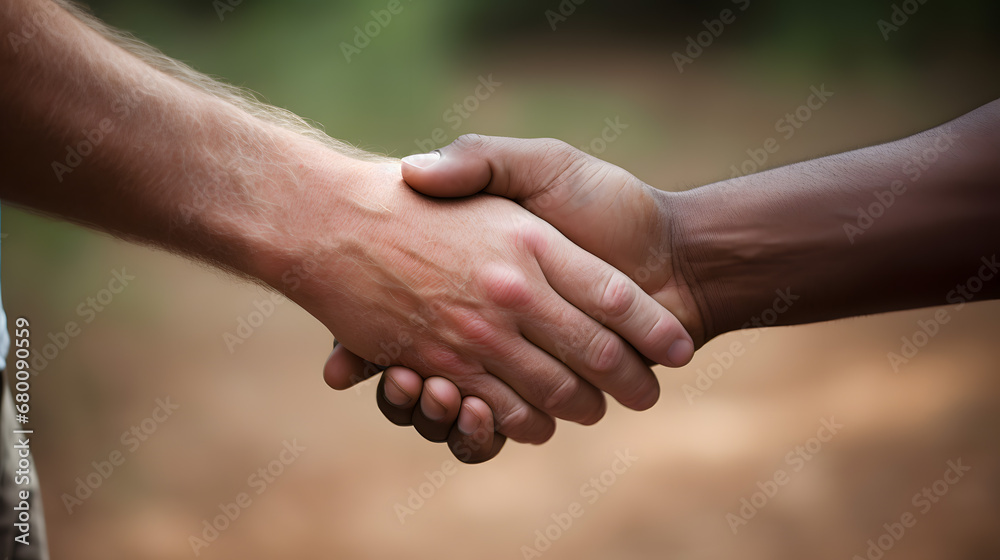 Two People Shaking Hands Outdoors Two People Shaking Hands Outdoors