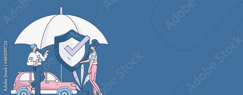 Buy insurance for car flat character vector concept operation illustration
