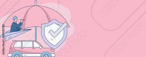 Buy insurance for car flat character vector concept operation illustration
