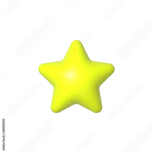 Star icon 3d style yellow color