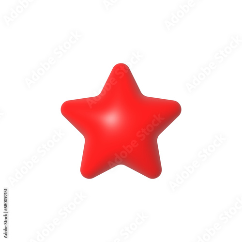 Star icon 3d style red color