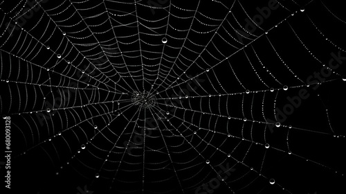 white cobweb on a black background in the dark. © Yahor Shylau 