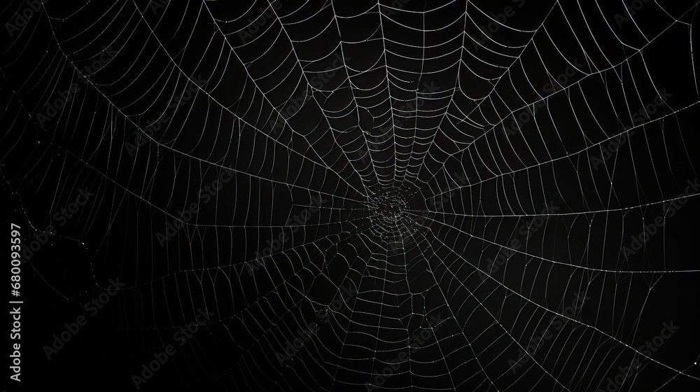 white cobweb on a black background in the dark. white cobweb on a black background in the dark.