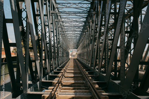 General view of the rails of the Iron Bridge in the port of Malaga