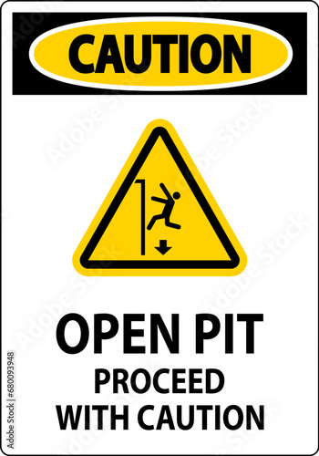 Caution Sign Open Pit Proceed With Caution