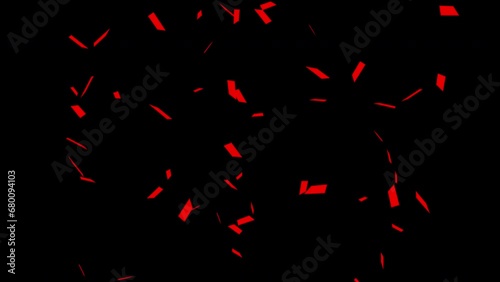 Red confetti party popper explosions on Black Green backgrounds, Alpha Channel 4K greeting animation