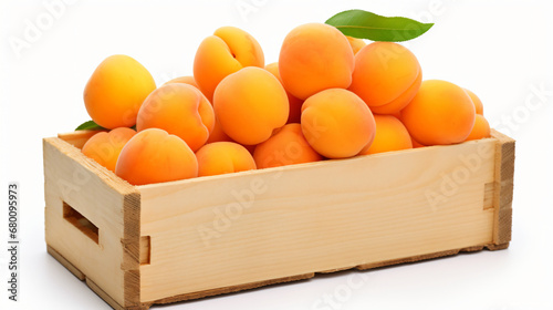 Angled view of a crate of apricots fruit