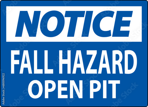 Notice Sign Fall Hazard - Open Pit