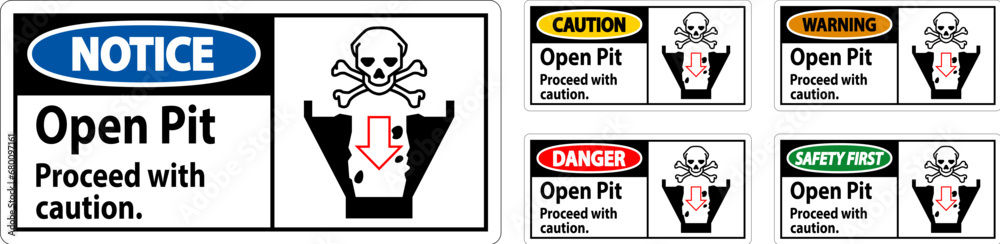 Danger Sign Open Pit Proceed With Caution Danger Sign Open Pit Proceed With Caution