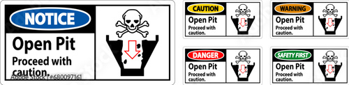 Danger Sign Open Pit Proceed With Caution