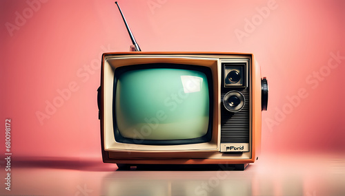 Abstract background with classic vintage tv, retro style old television photo