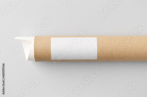 Fotografie Cardboard mailing, shipping tube mockup.