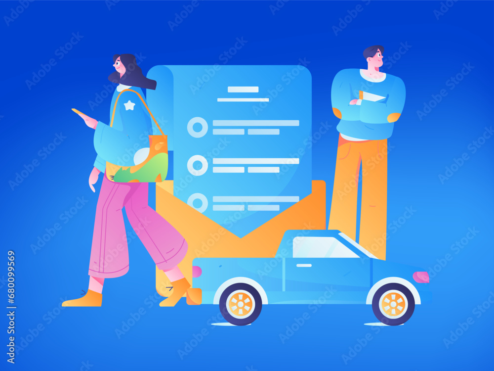 Buy insurance for car flat character vector concept operation illustration
Buy insurance for car flat character vector concept operation illustration