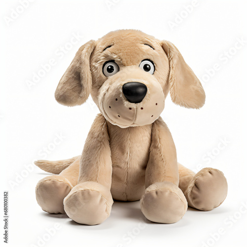 Front view close up of dog soft toy