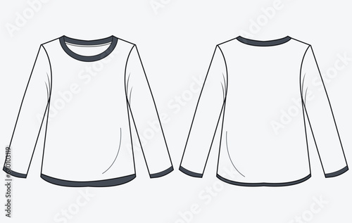 Blank white long sleeve t-shirt  template vector design and t-shirt mock-up design